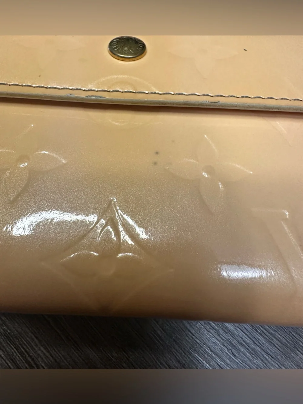 Louis Vuitton Yellow Vernis Monogram Snap Continental Wallet